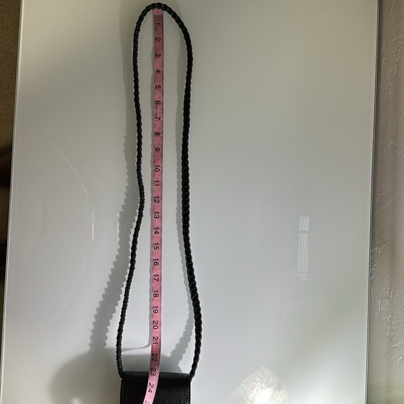 Dress Barn black vegan leather braided crossbody w/ tassels - Picture 7 of 11